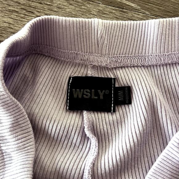 EUC WSLY Ribbed Shorts Size Medium Lavender Drawstring Lounge Pajama Pants - Picture 5 of 14